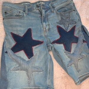 star print jean shorts - mens size 34”